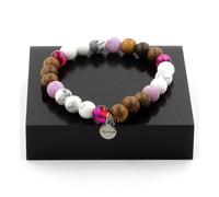 Pietre E Minerali. Bracciale Perle Howlite + Agata Ribanata Rosa + Mica Viola