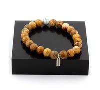 Pietre E Minerali. Bracciale Perle Jaspe Paesaggio + HOWLITE 8 MM. Fabbricato In