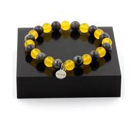 Braccialetto Perle Labradorite + Agata Giallo 8 Mm. Fatto IN Francia