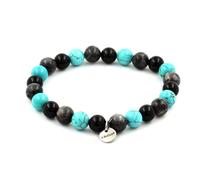 Pietre E Minerali. Bracciale Perle Labradorite + Agata Nera + Turchese 8 Mm