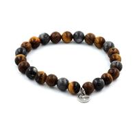 Pietre E Minerali. Bracciale Perle Labradorite + Occhio Di Tigre + Legno 8 Mm. F