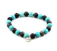 Pietre E Minerali. Bracciale Perle Labradorite + Turchese 8 Mm. Fabbricato In