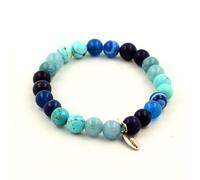 Pietre E Minerali. Bracciale Perle Lapis Lazuli + Agata Striata Blu + Aigue