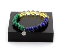 Pietre E Minerali. Bracciale Perle Lapis Lazuli + Citrino + Malachite 8 Mm. F