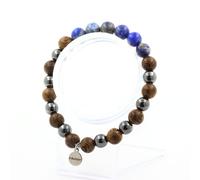 Pietre E Minerali. Bracciale Perle Lapis Lazuli Del Pakistan + Ematite + Legno