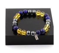 Pietre E Minerali. Bracciale Perle Lapis Lazuli + Ematite + Citrino 8 Mm.