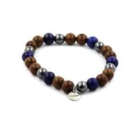 Pietre E Minerali. Bracciale Perle Lapis Lazuli + Ematite + Legno 8 Mm. Fabri