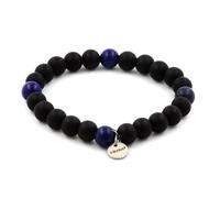 Pietre E Minerali. Bracciale Perle Lapis Lazuli + Onice Nero Opaco 8 Mm.