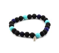 Pietre E Minerali. Bracciale Perle Lapis Lazuli + Turchese + Lava 8 Mm. Fabr