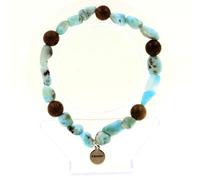 Pietre E Minerali. Bracciale Perle Larimar Della Repubblica Dominicana + Legno 8
