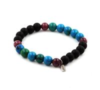 Pietre E Minerali. Bracciale Perle Lepidolite + Onice Nero Opaco + Crisocolla 8