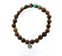 Pietre E Minerali. Bracciale Perle Malachite Del Congo + Agata Dei Sogni + Legno