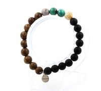Pietre E Minéraux. Braccialetto Perle Malachite Del Congo + Agata Foglio Di