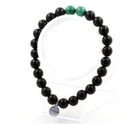 Pietre E Minerali. Bracciale Perle Malachite Del Congo + AGATA NERA 8 MM. Fab