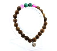 Pietre E Minerali. Bracciale Perle Malachite Del Congo + Agata Striata Rosa +