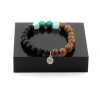 Pietre E Minerali. Bracciale Perle Malachite Del Congo + Angelite + ONICE NERO