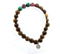 Pietre E Minéraux. Braccialetto Perle Malachite Del Congo + Lepidolite + Legno 8