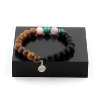 Pietre E Minerali. Bracciale Perle Malachite Del Congo + Opale Rosa + ONICE NERO