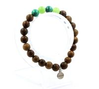 Pietre E Minerali. Bracciale Perle Malachite Del Congo + Peridoto + Legno 8 Mm.