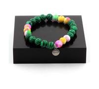Braccialetto Perle Malachite + Diaspro Giallo Viola Rosa Giallo + Fatto IN
