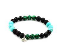 Pietre E Minerali. Bracciale Perle Malachite + Turchese + Agata Nera + Lava