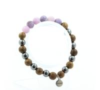 Minerali Collezione. Braccialetto Perle Mica Viola Opaco +Ematite + Legno 8 Mm.