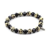 Pietre E Minerali. Bracciale Perle Obsidiana Fiocco Di Neve + Diaspro Dalmata