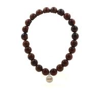 Pietre E Minerali. Bracciale Perle Obsidiana Mogano 8 Mm. Fabbricato In Fran