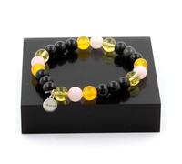 Pietre E Minerali. Bracciale Perle Obsidiana Nera + Agata Gialla + Citrino +
