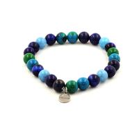 Pietre E Minerali. Bracciale Perle Occhio Di Tigre Blu + Calcedonio Blu + Lap