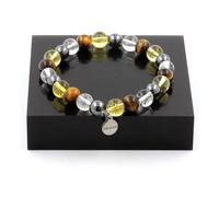 Pietre E Minerali. Bracciale Perle Occhio Di Tigre + Citrino + Quarzo + Ematite