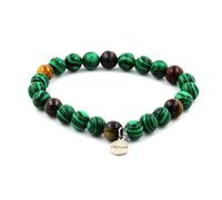 Pietre E Minerali. Bracciale Perle Occhio Di Tigre Multicolore + Malachite 8 Mm