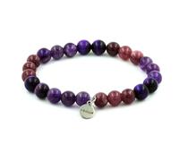 Pietre E Minerali. Bracciale Perle Occhio Di Tigre Viola + Ametista + Lepidolite