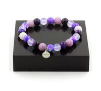 Pietre E Minerali. Bracciale Perle Occhio Di Tigre Viola + Diaspro Viola Blu +