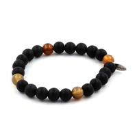 Pietre E Minerali. Bracciale Perle Onice Nero Opaco + Agata Dei Sogni 8 Mm.