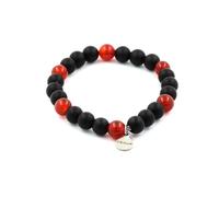 Pietre E Minerali. Bracciale Perle Onice Nero Opaco + Cornalina D'Uruguay 8 Mm.