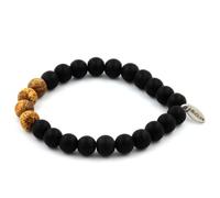 Pietre E Minerali. Bracciale Perle Onice Nero Opaco + Diaspro Paesaggio 8 Mm.
