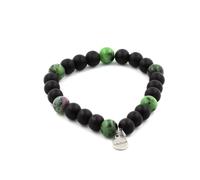 Pietre E Minerali. Bracciale Perle Onice Nero Opaco + Epidoto D'Australia 8 Mm.