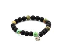 Pietre E Minerali. Bracciale Perle Onice Nero Opaco + Turchese Del Perù 8 Mm. F