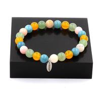 Pietre E Minerali. Bracciale Perle Opale Rosa + Acquamarina + Agata Gialla +