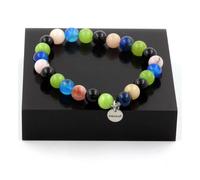 Pietre E Minerali. Bracciale Perle Opale Rosa + Agata Striata Blu + Peridoto