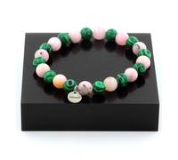 Pietre E Minerali. Bracciale Perle Opale Rosa + Malachite 8 Mm. Fabbricato In F