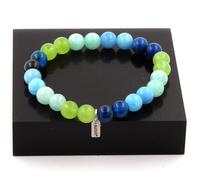 Pietre E Minerali. Bracciale Perle Peridoto + Angelite + Calcedonio Blu + Aga
