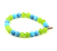 Pietre E Minerali. Bracciale Perle Peridoto + CALCEDONIO Blu 8 Mm. Fabbricato E