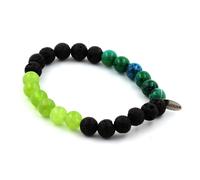 Minerali Collezione. Braccialetto Perle Peridoto + Crisocolla + Lava 8 Mm. Fatto