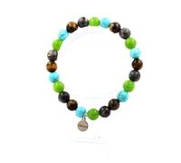 Braccialetto Perle Peridoto+Labradorite+Occhio di Tigre + Turchese 8 Fatto IN