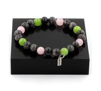 Pietre E Minerali. Bracciale Perle Peridoto + Labradorite + Quarzo Rosa 8 Mm.