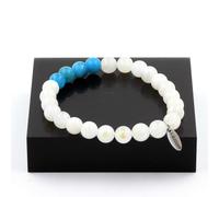 Braccialetto Perle Pietra di Luna + Apatite 8 Mm. Fatto IN Francia