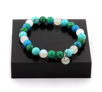 Pietre E Minerali. Bracciale Perle Pietra Di Luna + Turchese + Crisocolla +