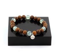 Pietre E Minerali. Bracciale Perle Prehnite D'Africa + Legno 8 Mm. Fabbricato E
